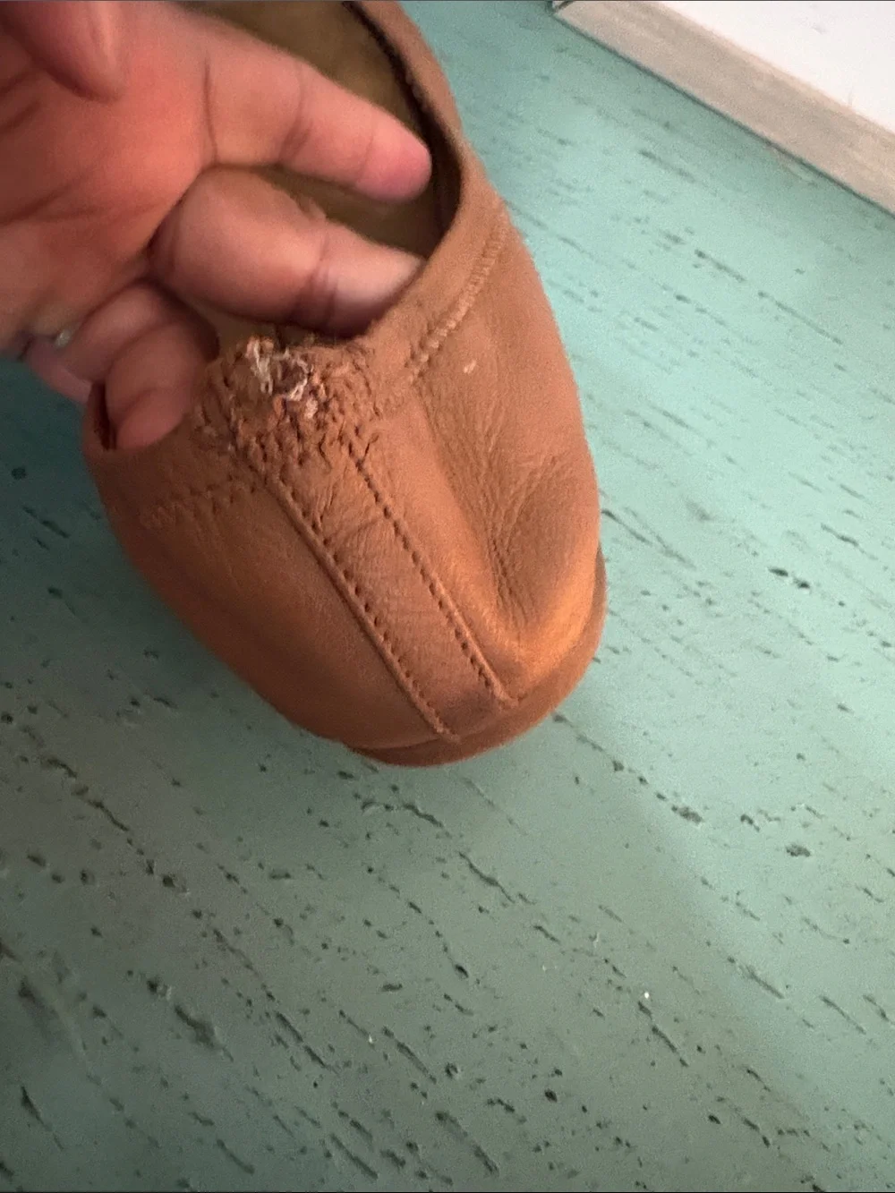 Tory Burch Tan Leather Ballet Flats with Gold Logo Medallion